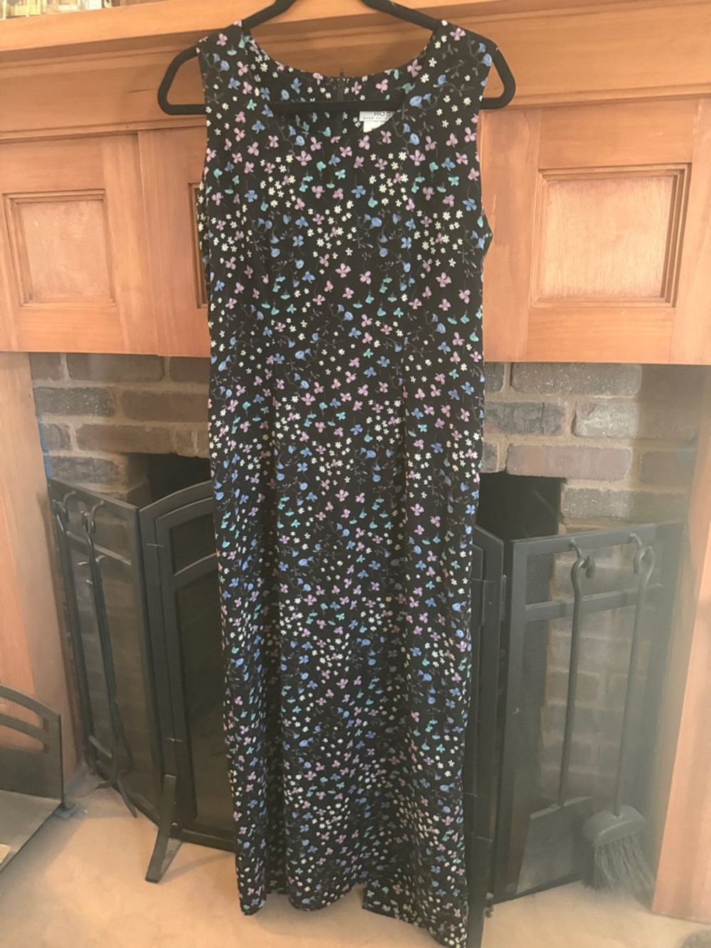 VTG 90s Y2K AGB Byer California Sleeveless Black Floral Maxi Dress Size S